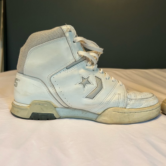 1980’s Converse CONS Vintage White & Grey High Top Leather Basketball Shoes 8.5 - Picture 13 of 16